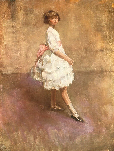 Tink. A portrait oil painting of a standing girl