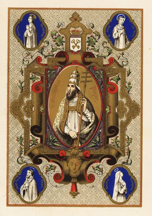 Framed Print : Portrait of Saint Gregory, Pope Gregory I, with triregnum and fe Framed Print : Portrait of Saint Gregory, Pope Gregory I, with triregnum and fe