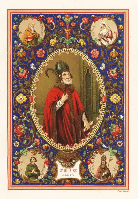 Framed Print : Portrait of Saint Hilary, Bishop of Poitiers, with mitre and cro Framed Print : Portrait of Saint Hilary, Bishop of Poitiers, with mitre and cro