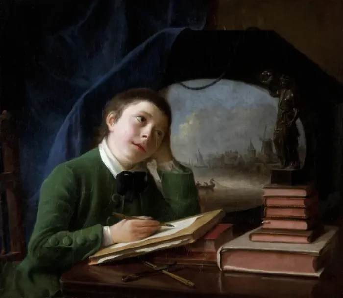 Framed Print : Portrait of his Son Sketching Framed Print : Portrait of his Son Sketching