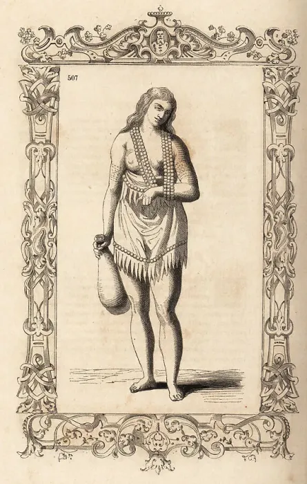 Framed Print : Portrait of the wife of a Powhatan Chief of Pomeoc, North Caroli Framed Print : Portrait of the wife of a Powhatan Chief of Pomeoc, North Caroli