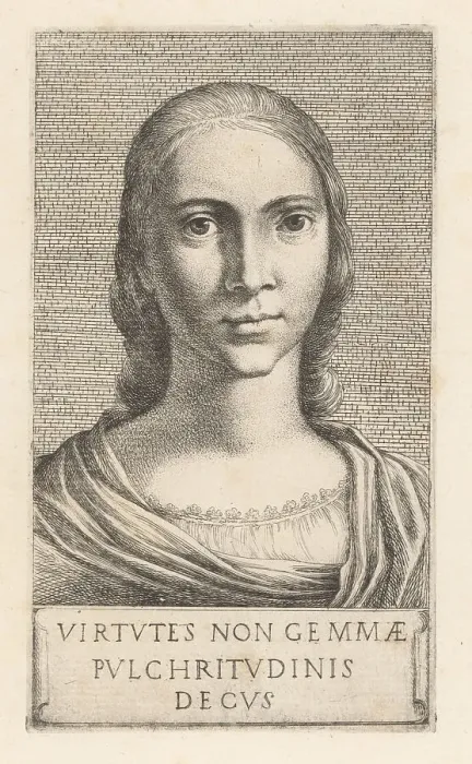 Framed Print : Portrait of a young woman with long hair, with cloak over a chem Framed Print : Portrait of a young woman with long hair, with cloak over a chem
