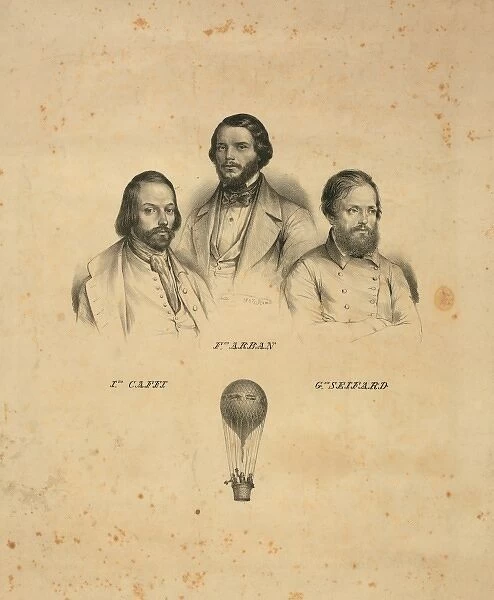 Portraits of three balloonists Ippolito Caffi, Francesco Arb