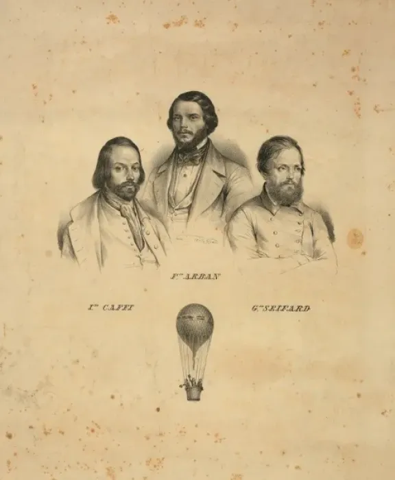 Framed Print : Portraits of three balloonists Ippolito Caffi, Francesco Arb Framed Print : Portraits of three balloonists Ippolito Caffi, Francesco Arb