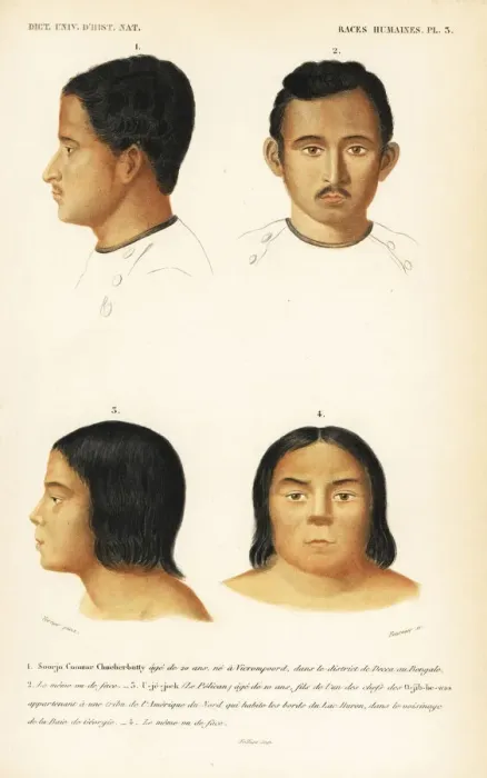 Framed Print : Portraits of an Indian man and Native American Framed Print : Portraits of an Indian man and Native American