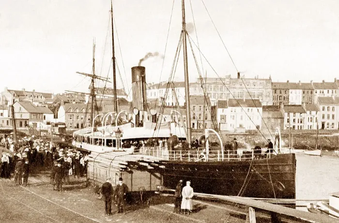 Framed Print : Portrush Harbour The Glasgow Boat early 1900s Framed Print : Portrush Harbour The Glasgow Boat early 1900s