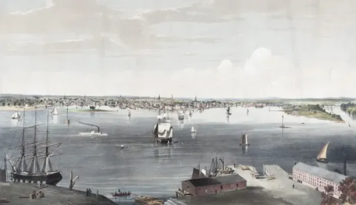 Framed Print : Portsmouth, N. H. from the navy yard, Kittery Me. 1854 Framed Print : Portsmouth, N. H. from the navy yard, Kittery Me. 1854