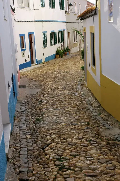 Framed Print : Portugal. Odemira. View of a typical paved street Framed Print : Portugal. Odemira. View of a typical paved street