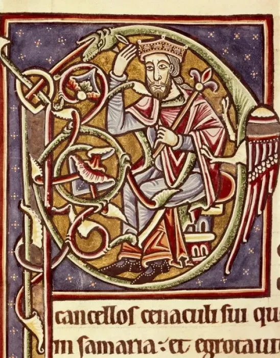 Framed Print : Portuguese Bible. Initial with representation Framed Print : Portuguese Bible. Initial with representation