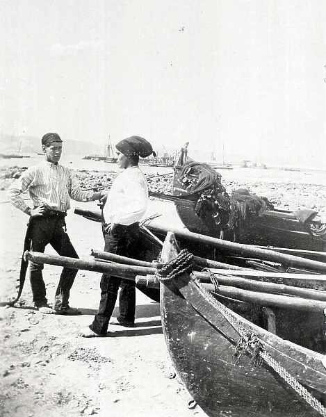 Portuguese fishermen near Lisbon, Portugal