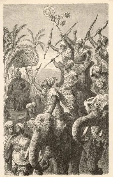 Framed Print : Porus Gathers Elephants Framed Print : Porus Gathers Elephants