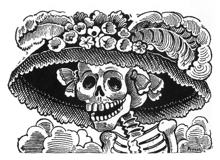 Framed Print : Posada, Calavera of the Female Dandy, Mexico Framed Print : Posada, Calavera of the Female Dandy, Mexico