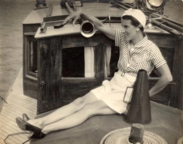 Posing on a boat at Rochester, 1928