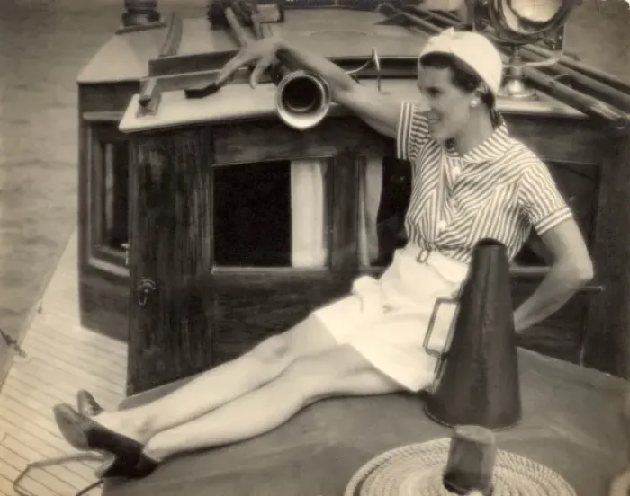 Framed Print : Posing on a boat at Rochester, 1928