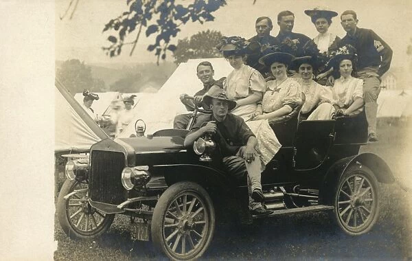 Posing in a vintage car