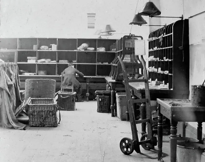 Framed Print : Post Office Parcel Sorting Room Victorian period Framed Print : Post Office Parcel Sorting Room Victorian period