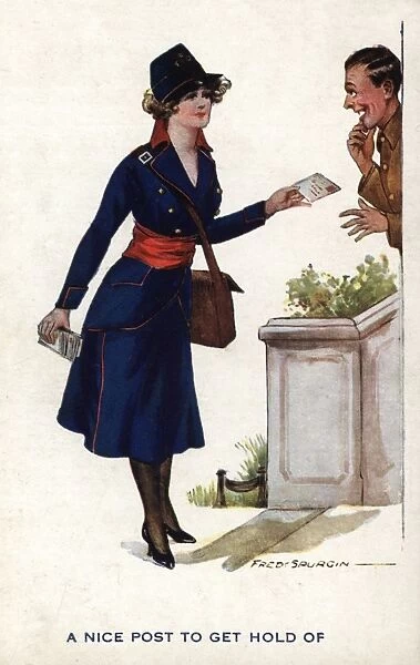 Post Woman Delivering WW1