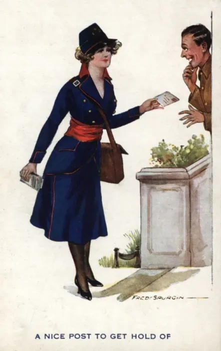 Framed Print : Post Woman Delivering WW1 Framed Print : Post Woman Delivering WW1