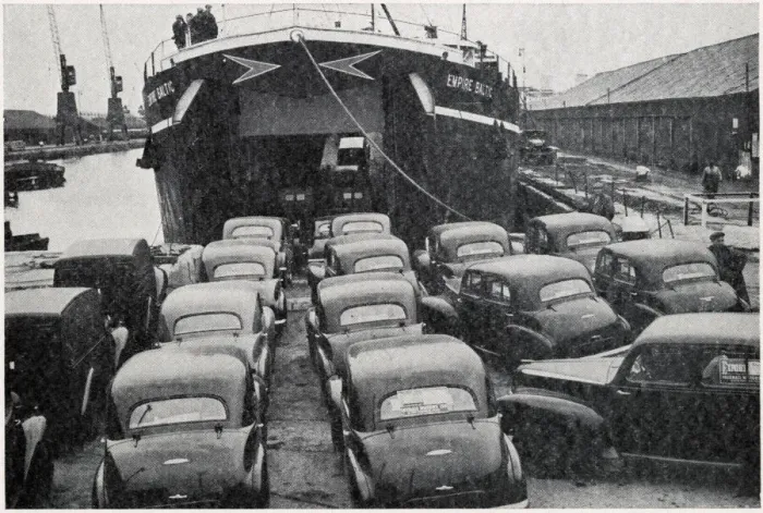 Framed Print : Post-WW2 export trade of cars to the European mainland Framed Print : Post-WW2 export trade of cars to the European mainland