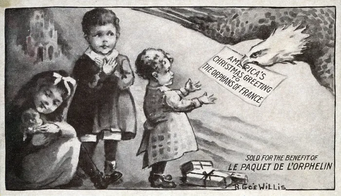 Framed Print : Postcard - Benefit of Le Paquet de L'Orphelin - WW1 Framed Print : Postcard - Benefit of Le Paquet de L'Orphelin - WW1