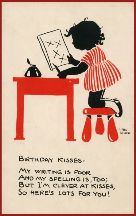 Framed Print : Postcard - Birthday Kisses Framed Print : Postcard - Birthday Kisses