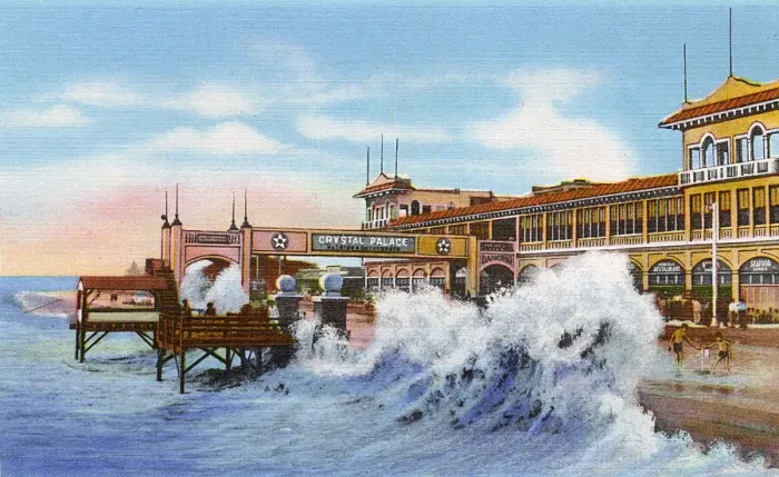 Framed Print : Postcard booklet, seawall at Galveston, Texas, USA Framed Print : Postcard booklet, seawall at Galveston, Texas, USA