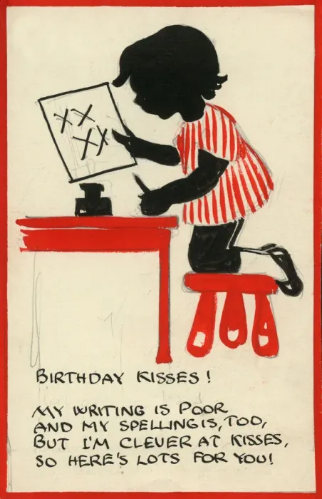 Framed Print : Postcard design - Birthday Kisses Framed Print : Postcard design - Birthday Kisses