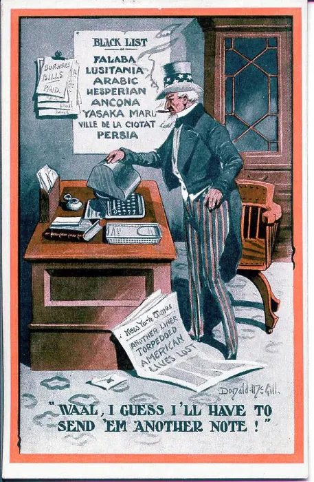 Framed Print : Postcard, Loss of American ships. Date: 1914-1918 Framed Print : Postcard, Loss of American ships. Date: 1914-1918