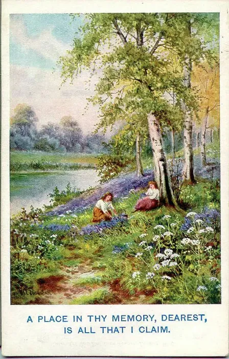 Framed Print : Postcard, Peaceful riverside scene Date: early 20th century Framed Print : Postcard, Peaceful riverside scene Date: early 20th century