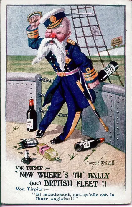 Framed Print : Postcard, Satire on the German Admiral, Von Tirpitz, with his distinctive forked beard. Date: 1914-1918 Framed Print : Postcard, Satire on the German Admiral, Von Tirpitz, with his distinctive forked beard. Date: 1914-1918
