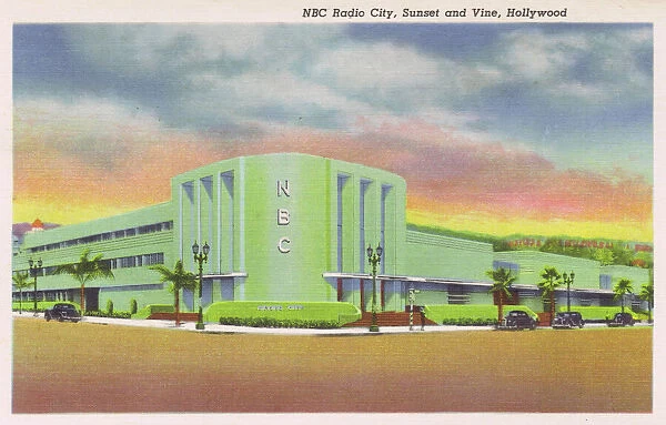 Postcard showing NBC Radio City at Sunset and Vine Hollywood