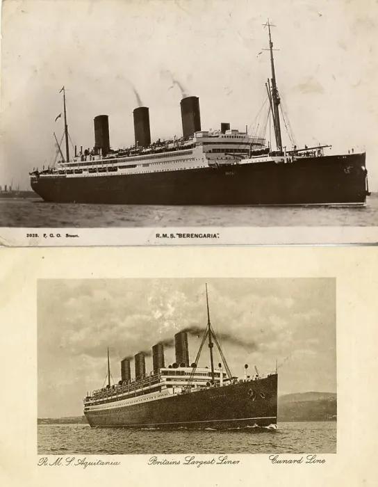 Framed Print : Two postcards, RMS Berengaria and RMA Aquitania Framed Print : Two postcards, RMS Berengaria and RMA Aquitania