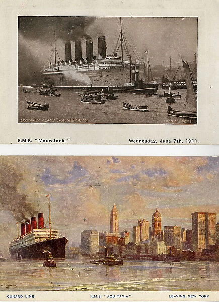 Postcards, RMS Mauretania, RMS Aquitania