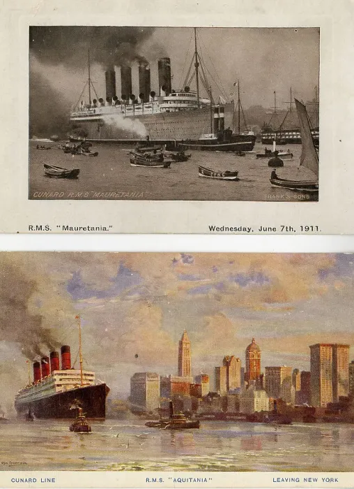 Framed Print : Postcards, RMS Mauretania, RMS Aquitania Framed Print : Postcards, RMS Mauretania, RMS Aquitania