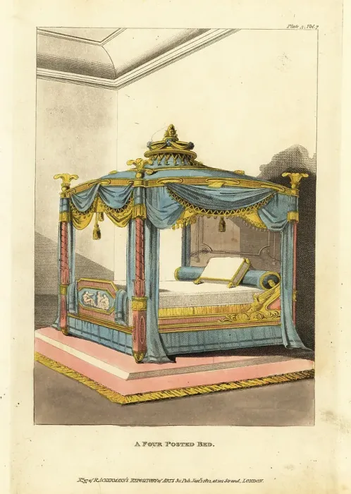 Framed Print : A Four Posted Bed, 1812 Framed Print : A Four Posted Bed, 1812