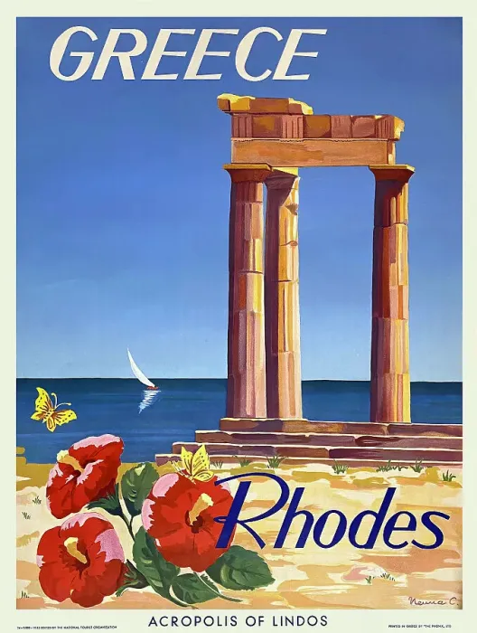 Framed Print : Poster, Acropolis of Lindos, Rhodes, Greece Framed Print : Poster, Acropolis of Lindos, Rhodes, Greece
