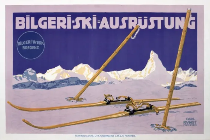 Framed Print : Poster advertising Bilgeri ski equipment Framed Print : Poster advertising Bilgeri ski equipment