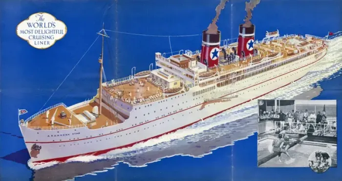 Framed Print : Poster advertising the Blue Star Line Framed Print : Poster advertising the Blue Star Line