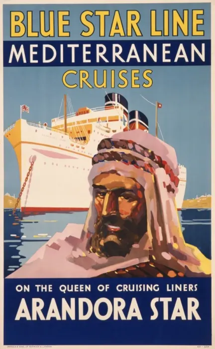 Framed Print : Poster advertising Blue Star Line Mediterranean cruises Framed Print : Poster advertising Blue Star Line Mediterranean cruises