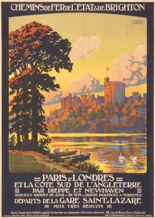 Framed Print : Poster advertising French railways to London Framed Print : Poster advertising French railways to London