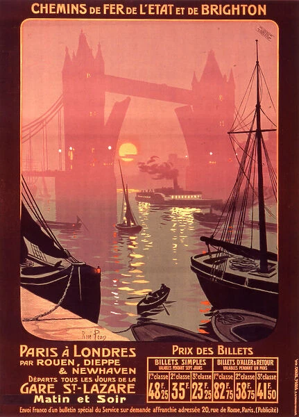 Poster advertising French railways to London