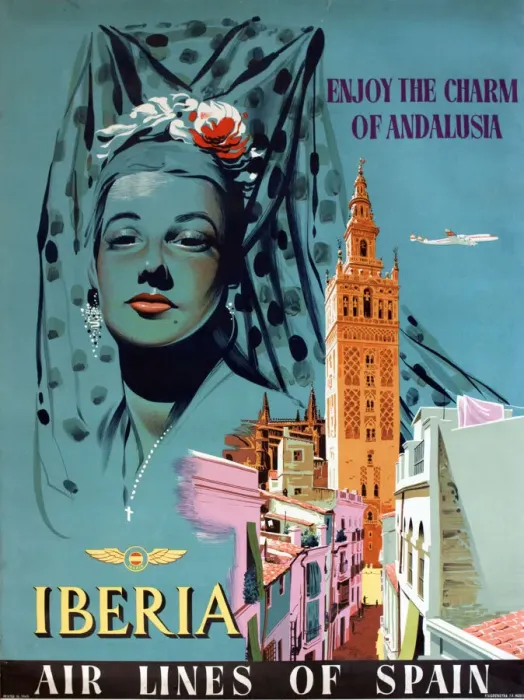 Framed Print : Poster advertising Iberia Airlines Framed Print : Poster advertising Iberia Airlines