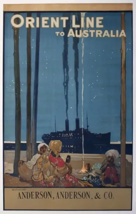 Framed Print : Poster advertising Orient Line cruises to Australia Framed Print : Poster advertising Orient Line cruises to Australia