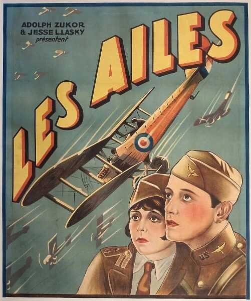 Poster advertising silent film, Les Ailes (Wings)