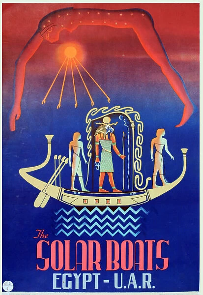 Poster advertising the Solar Boats, Egypt, United Arab Republic. Date: circa 1950s