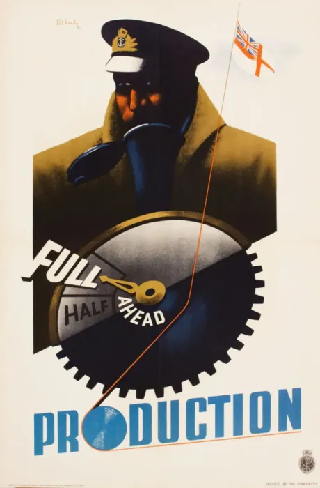 Framed Print : Poster, Full Ahead Production, WW2 Framed Print : Poster, Full Ahead Production, WW2