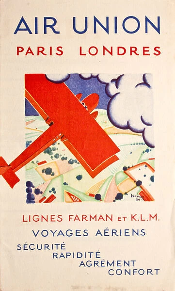 Poster, Air Union, Paris, Londres
