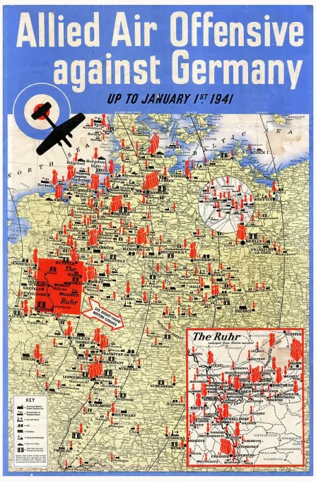 Framed Print : Poster, Allied Air Offensive against Germany, WW2 Framed Print : Poster, Allied Air Offensive against Germany, WW2