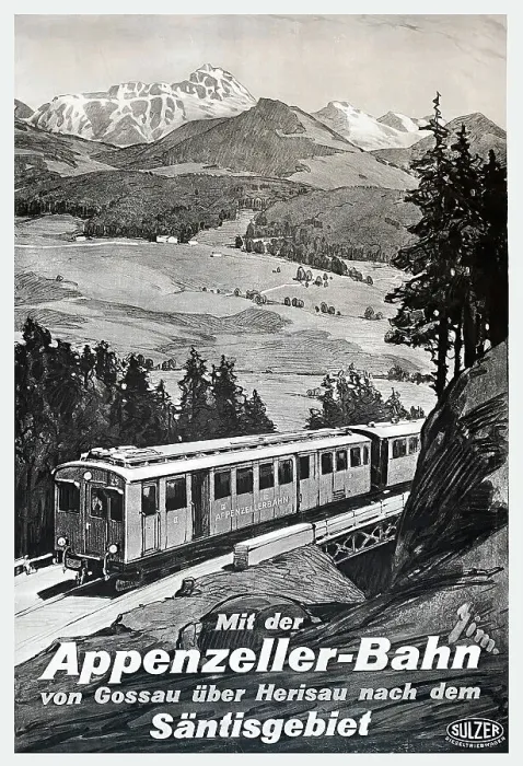 Framed Print : Poster, Appenzell railway, Switzerland Framed Print : Poster, Appenzell railway, Switzerland