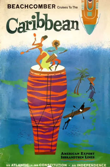 Framed Print : Poster, Beachcomber Cruises to the Caribbean Framed Print : Poster, Beachcomber Cruises to the Caribbean